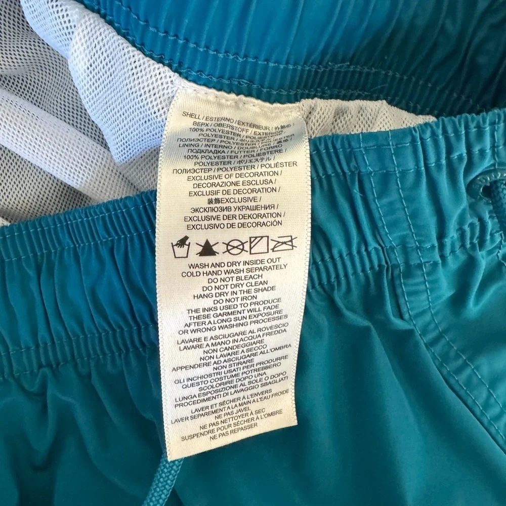 NWOT SUNDEK stretch waist Peacock Blue Nylon Sz S‎ Swim Trunks Shorts